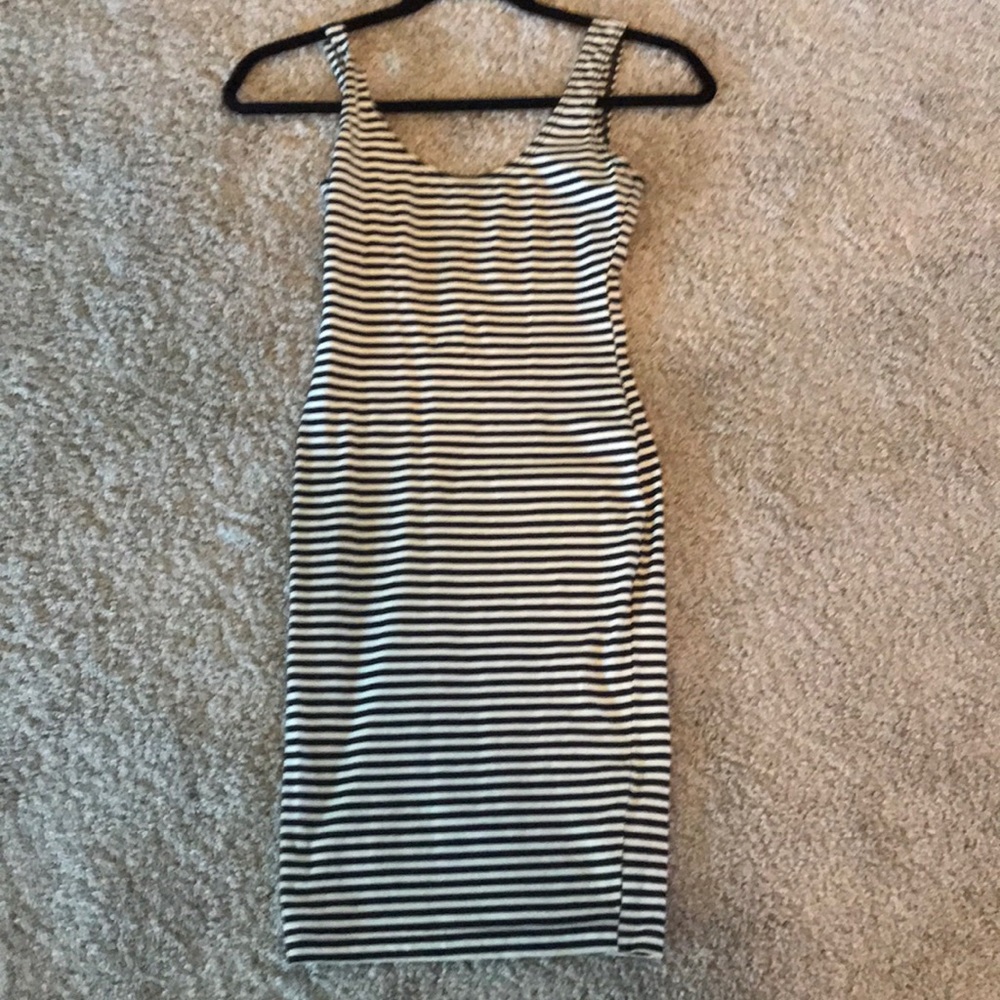 Black/white striped tank dress